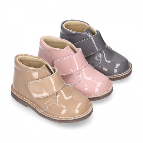 PATENT Nappa leather kids Safari boots laceless.