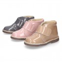 PATENT Nappa leather kids Safari boots laceless.