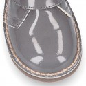 PATENT Nappa leather kids Safari boots laceless.
