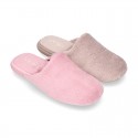 Wool effect cloth Home shoes with clog design for autumn winter.