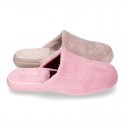 Zapatilla casa niños tipo zueco en lona tipo lana para Otoño.