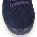Autumn winter canvas OKAA kids tennis shoes to dress with shoelaces closure.