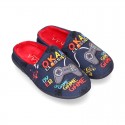 VIDEOGAMES OKAA design Wool effect cloth Home shoes with clog design.