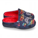 VIDEOGAMES OKAA design Wool effect cloth Home shoes with clog design.