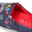 VIDEOGAMES OKAA design Wool effect cloth Home shoes with clog design.