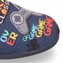 VIDEOGAMES OKAA design Wool effect cloth Home shoes with clog design.