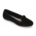 Ballet flat shoes with TASSELS in suede leather.