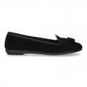 Ballet flat shoes with TASSELS in suede leather.