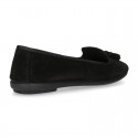 Ballet flat shoes with TASSELS in suede leather.