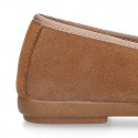 Ballet flat shoes with TASSELS in suede leather.