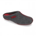 Wool effect Home shoes with clog design and color stitchings for large sizes.