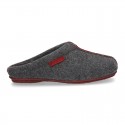 Wool effect Home shoes with clog design and color stitchings for large sizes.
