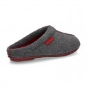 Wool effect Home shoes with clog design and color stitchings for large sizes.