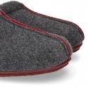 Wool effect Home shoes with clog design and color stitchings for large sizes.