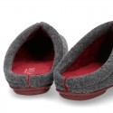 Wool effect Home shoes with clog design and color stitchings for large sizes.