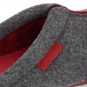 Wool effect Home shoes with clog design and color stitchings for large sizes.