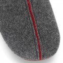 Wool effect Home shoes with clog design and color stitchings for large sizes.