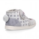 Little kids CAT design wool cotton home bootie shoes laceless.