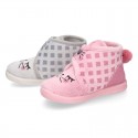 Little kids CAT design wool cotton home bootie shoes laceless.