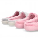LITTLE OKAA design Wool effect cloth Home shoes with clog design.