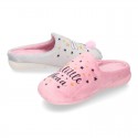 LITTLE OKAA design Wool effect cloth Home shoes with clog design.