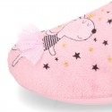 LITTLE OKAA design Wool effect cloth Home shoes with clog design.