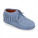 Little kids Ankle boot shoes Wallabee style in suede leather.