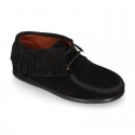 Little kids Ankle boot shoes Wallabee style in suede leather.