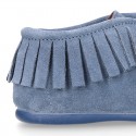 Little kids Ankle boot shoes Wallabee style in suede leather.