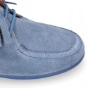 Little kids Ankle boot shoes Wallabee style in suede leather.