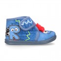 Little kids MONSTER design wool cotton home bootie shoes laceless.