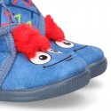 Little kids MONSTER design wool cotton home bootie shoes laceless.