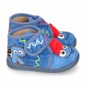 Little kids MONSTER design wool cotton home bootie shoes laceless.
