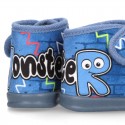 Little kids MONSTER design wool cotton home bootie shoes laceless.