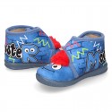 Little kids MONSTER design wool cotton home bootie shoes laceless.