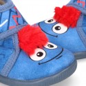 Little kids MONSTER design wool cotton home bootie shoes laceless.