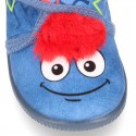 Little kids MONSTER design wool cotton home bootie shoes laceless.