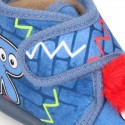 Little kids MONSTER design wool cotton home bootie shoes laceless.