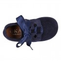 ENGLISH style design Booties with lace shoelaces in suede leather for kids.