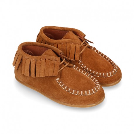 Little kids INDIAN Ankle boot shoes in suede leather.