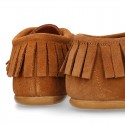 Little kids INDIAN Ankle boot shoes in suede leather.