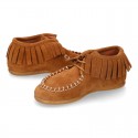 Little kids INDIAN Ankle boot shoes in suede leather.