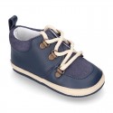 MOUNTAIN style combined leather baby little bootie.