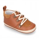 MOUNTAIN style combined leather baby little bootie.