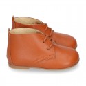 Cowhide color Nappa leather ankle boot shoes with thinner shape for little kids.