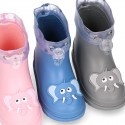 Little ELEPHANT Rain boots design with adjustable neck for little kids.