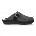 Wool effect OKAA CLOG Home shoes with buckle design.