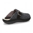 Wool effect OKAA CLOG Home shoes with buckle design.