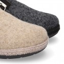 Wool effect OKAA CLOG Home shoes with buckle design.