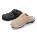 Wool effect OKAA CLOG Home shoes with buckle design.